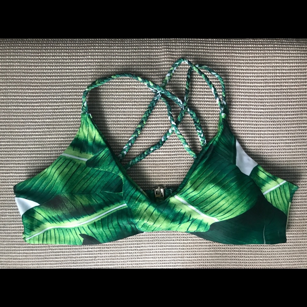 Leaf print bikini top